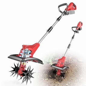         Cordless Tiller Cultivator for Milwaukee 18V Battery: MtiolHig Tiller for Gardening 360RPM Electric Garden Tiller. Brushless Rototiller 9 Width and 6.3 Depth for Lawn/Soil Cultivation (No Battery)       