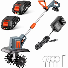         Cordless Tiller for Gardening 360 RPM Rototiller TH4000 Cultivator TaskStar Electric Garden Tiller Battery Powered Total 4000mAh.48 Heavy-Duty Steel Tines for Smooth Ground Breaking.Tending.Composting       