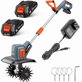         Cordless Tiller for Gardening 360 RPM Rototiller TH4000 Cultivator TaskStar Electric Garden Tiller Battery Powered Total 4000mAh.48 Heavy-Duty Steel Tines for Smooth Ground Breaking.Tending.Composting       