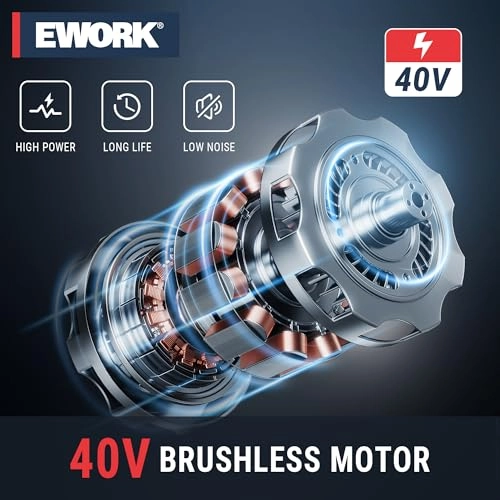         EWORK 40V 13-Inch Electric Lawn Mower Cordless. Brushless Motor. 5 Height Adjustment with 2 x 20V 4.0Ah Batteries and Charger. Battery Powered Walk-Behind Lawn Mowers Suitable for Garden. Small Yards       