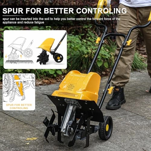         Garden Rototiller 16-Inch 13.5-Amp Corded Electric Tiller/Cultivator. Adjustable Wheels. 8-Inch Tilling Depth. Powerful and Lightweight Tiller       