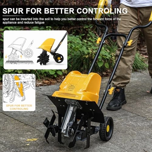        Garden Rototiller 16-Inch 13.5-Amp Corded Electric Tiller/Cultivator. Adjustable Wheels. 8-Inch Tilling Depth. Powerful and Lightweight Tiller       
