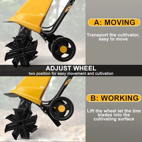         Garden Rototiller 16-Inch 13.5-Amp Corded Electric Tiller/Cultivator. Adjustable Wheels. 8-Inch Tilling Depth. Powerful and Lightweight Tiller       