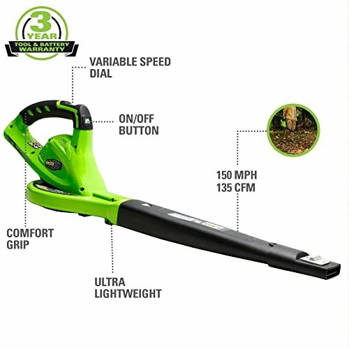         Greenworks 40V 16 Cordless Electric Lawn Mower   40V Sweeper (150 MPH). 4.0Ah Battery and Charger Included       