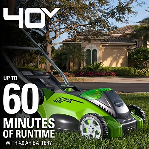         Greenworks 40V 16 Cordless Electric Lawn Mower   40V Sweeper (150 MPH). 4.0Ah Battery and Charger Included       