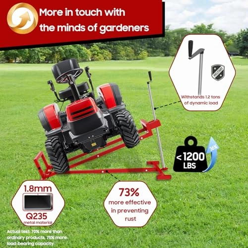         Lawn Mower Lift.Lawn Mower Jack Lift for Riding Mowers.Easy to Install. Safe and Stable.Ridding Mower Lift with telescoping Feature Holds up to 1200 lbs. Rust-Resistant Finish. (Classic Red)       