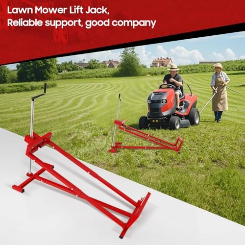         Lawn Mower Lift.Lawn Mower Jack Lift for Riding Mowers.Easy to Install. Safe and Stable.Ridding Mower Lift with telescoping Feature Holds up to 1200 lbs. Rust-Resistant Finish. (Classic Red)       