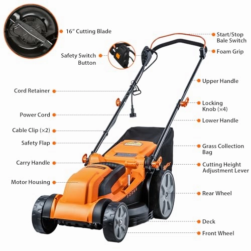         LawnMaster MEB1216K Electric Lawn Mower 16-Inch 12AMP       