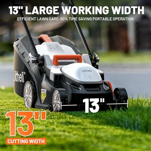         Litheli Cordless Lawn Mower 13 Inch. U20 Handy  20V Electric Lawn Mowers for Garden. Yard and Farm. 5 Heights Adjustment. Light Weight.4.0Ah Portable Battery Included       