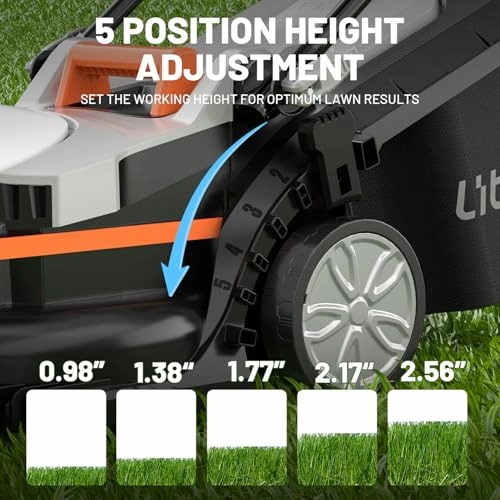         Litheli Cordless Lawn Mower 13 Inch. U20 Handy  20V Electric Lawn Mowers for Garden. Yard and Farm. 5 Heights Adjustment. Light Weight.4.0Ah Portable Battery Included       