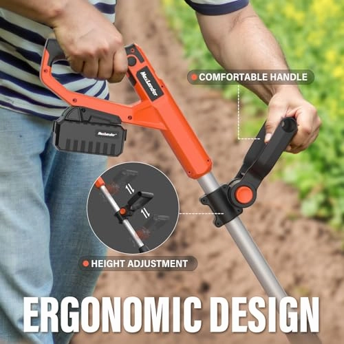         MAXLANDER 20V Cordless Tiller Cultivator. 9-Inch Electric Garden Tiller with 48 Steel Tines. 360RPM Battery Powered Rototiller for Gardening. 4.0Ah Battery and Charger Included       