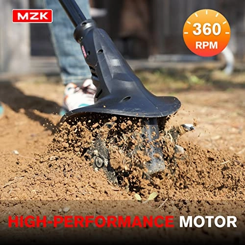         MZK 20V Cordless Tiller Cultivator with 24 Steel Tines.7.8-inch Wide Battery Powered Garden Cultivator. Mini Tiller for Gardening(2 * 2AH Battery and Charger Included)       