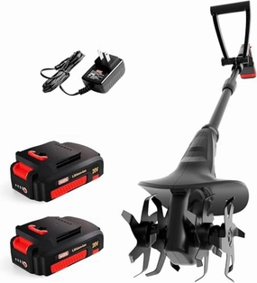        MZK 20V Cordless Tiller Cultivator with 24 Steel Tines.7.8-inch Wide Battery Powered Garden Cultivator. Mini Tiller for Gardening(2 * 2AH Battery and Charger Included)       