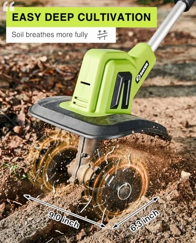         Saker 22V Cordless Electric Garden Tiller Cultivator. Lightweight Rototiller for Gardening. 9-Inch Tilling Width. 6.3-Inch Depth for Soil Preparation. Weeding. and Gardening 2 Batteries SK-TC18B       