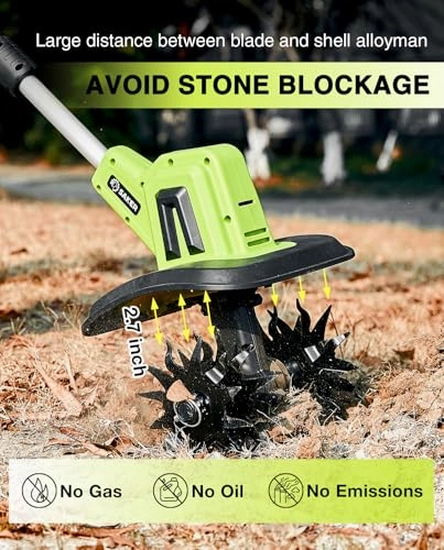         Saker 22V Cordless Electric Garden Tiller Cultivator. Lightweight Rototiller for Gardening. 9-Inch Tilling Width. 6.3-Inch Depth for Soil Preparation. Weeding. and Gardening 2 Batteries SK-TC18B       