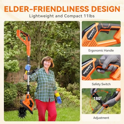         Tiller for Gardening. 21V Cordless Tiller Cultivator. 360RPM Electric Tiller. 2 X 2.0 AH Battery Powered Tiller. Tilling 9in Width and 6.3in Depth Garden Rototiller for Lawn/Gardening/Soil Cultivation       
