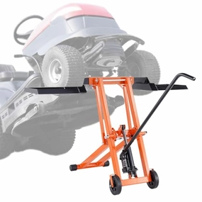         VEVOR Lawn Mower Lift with Hydraulic Jack. 500 Lbs Weight Capacity. Solid Carbon Steel Lawn Mower Lift. Adjustable Movable Lawn Lifter for Riding Tractors and Zero Turn Lawn Mowers. Orange       
