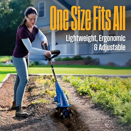         Westinghouse 6-Inch. 2.5 Amp Corded Electric Mini Tiller Cultivator for Gardening. Lightweight. 4 Steel Blades       