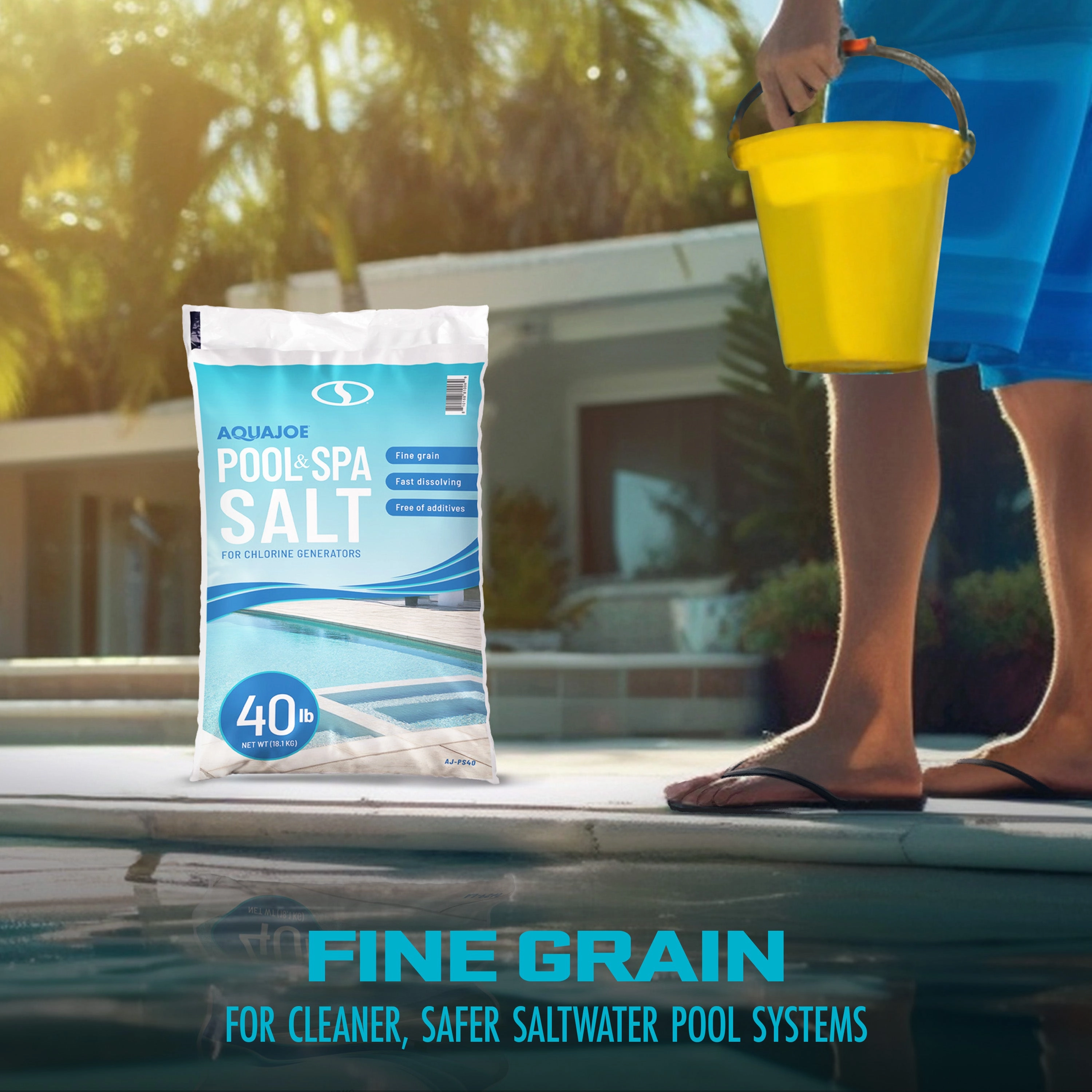 Aqua Joe AJ-PS40 Pool   Spa Salt | For Chlorine Generators | Fast Dissolving | 40-Lb. Bag