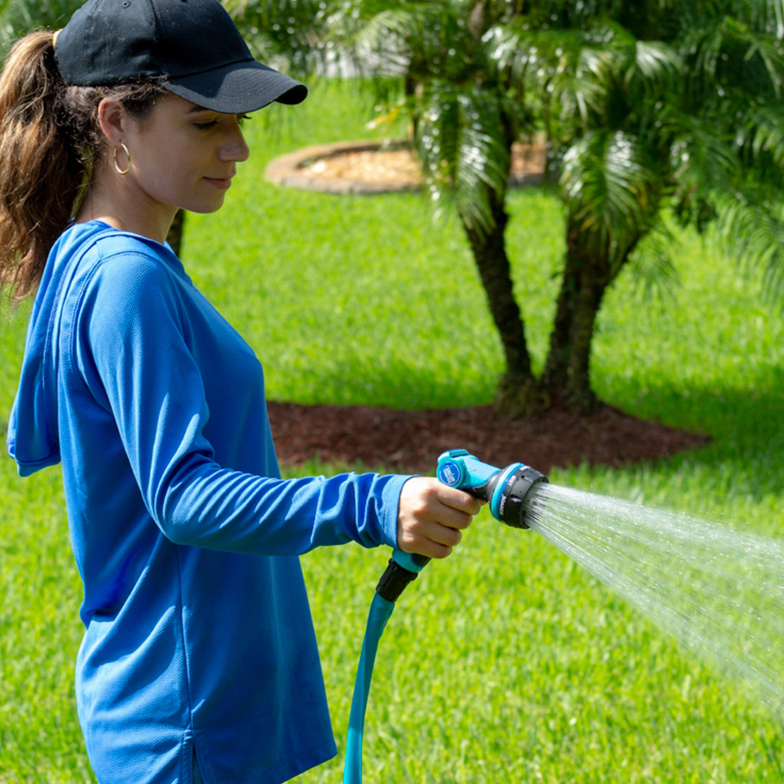Aqua Joe Indestructible Watering Bundle | Includes Heavy Duty Stainless Steel Hose. Indestructible Multi-Function Nozzle. and Indestructible Tripod Sprinkler