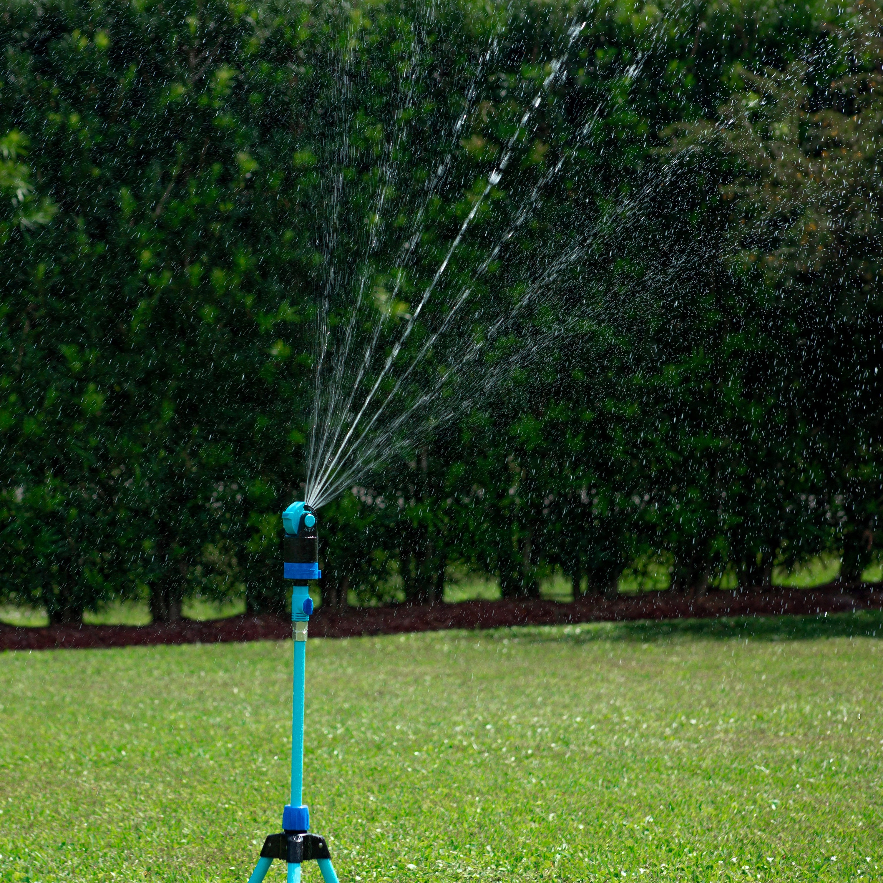 Aqua Joe Indestructible Watering Bundle | Includes Heavy Duty Stainless Steel Hose. Indestructible Multi-Function Nozzle. and Indestructible Tripod Sprinkler