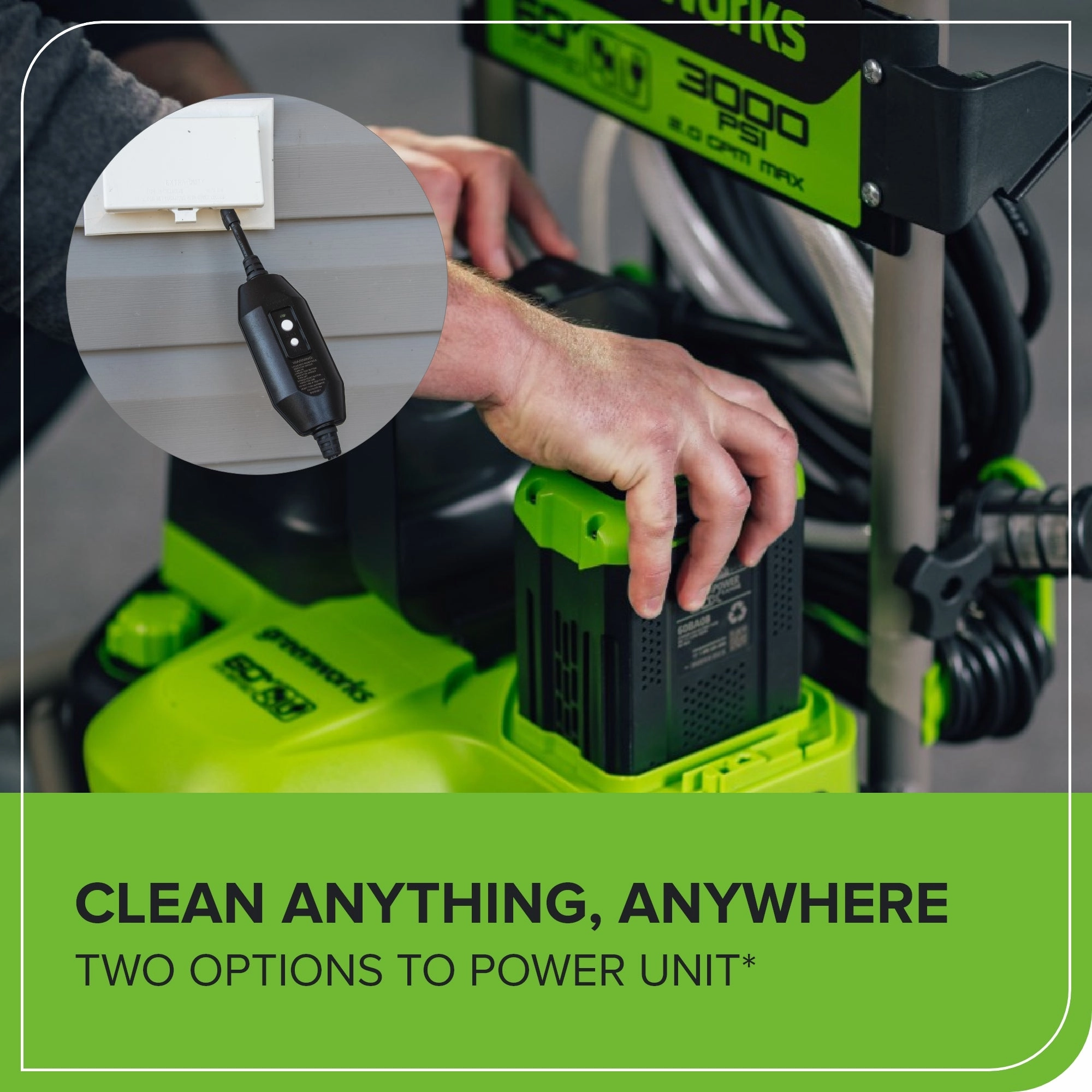 Corded/60V 3000-PSI 2.0 GPM Electric Pressure Washer w/ (2) 5.0Ah Batteries & Dual-Port Charger