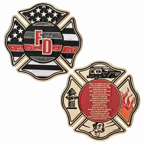 Firefighters Prayer - Thin Red Line Challenge Coin
