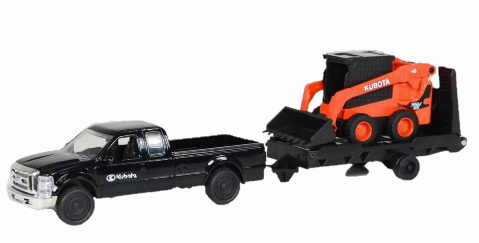 Kubota SSV65 Pull-Back Skidsteer with Chevy Pickup Truck & Trailer