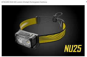 Nitecore NU25 400 Lumen USB Rechargeable Headlamp. With Red & High CRI Light