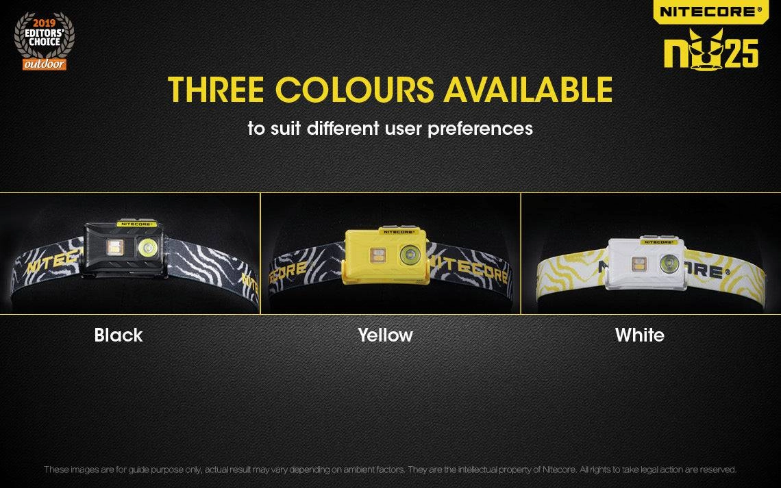 Nitecore NU25 400 Lumen USB Rechargeable Headlamp. With Red & High CRI Light