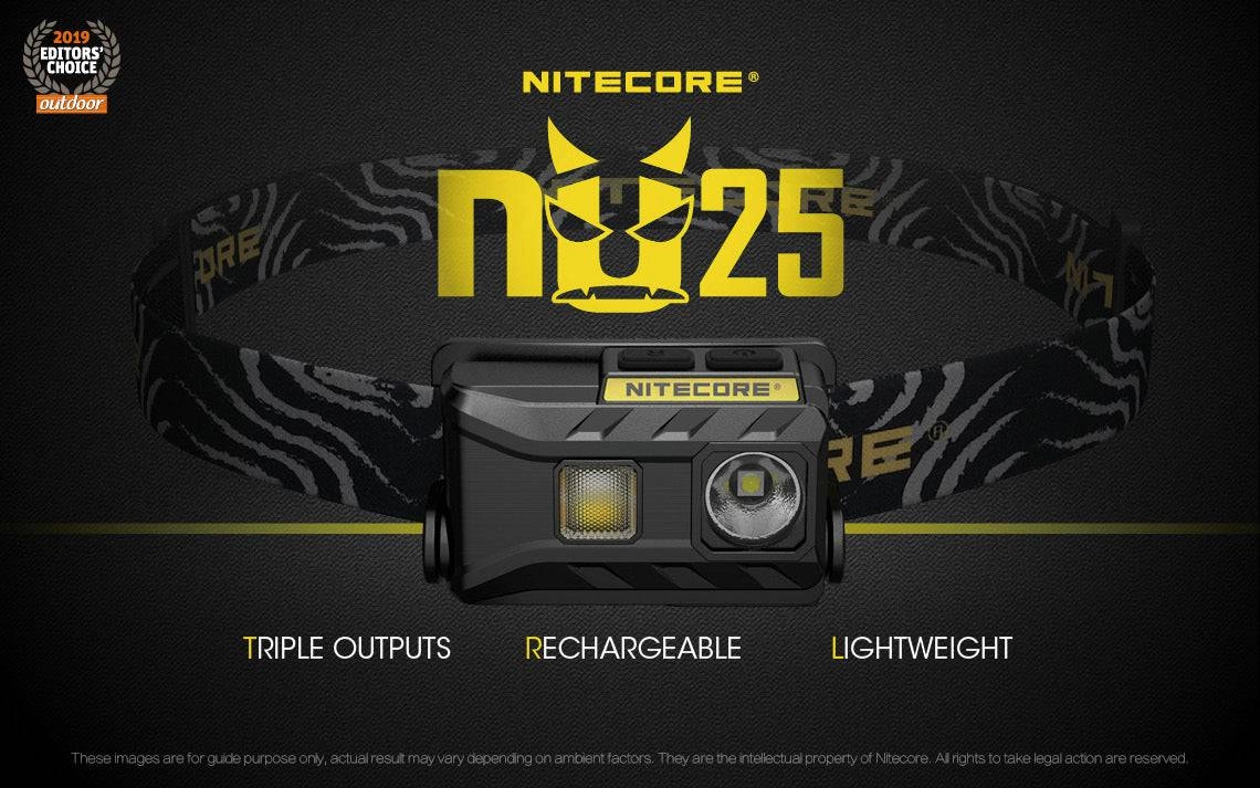 Nitecore NU25 400 Lumen USB Rechargeable Headlamp. With Red & High CRI Light