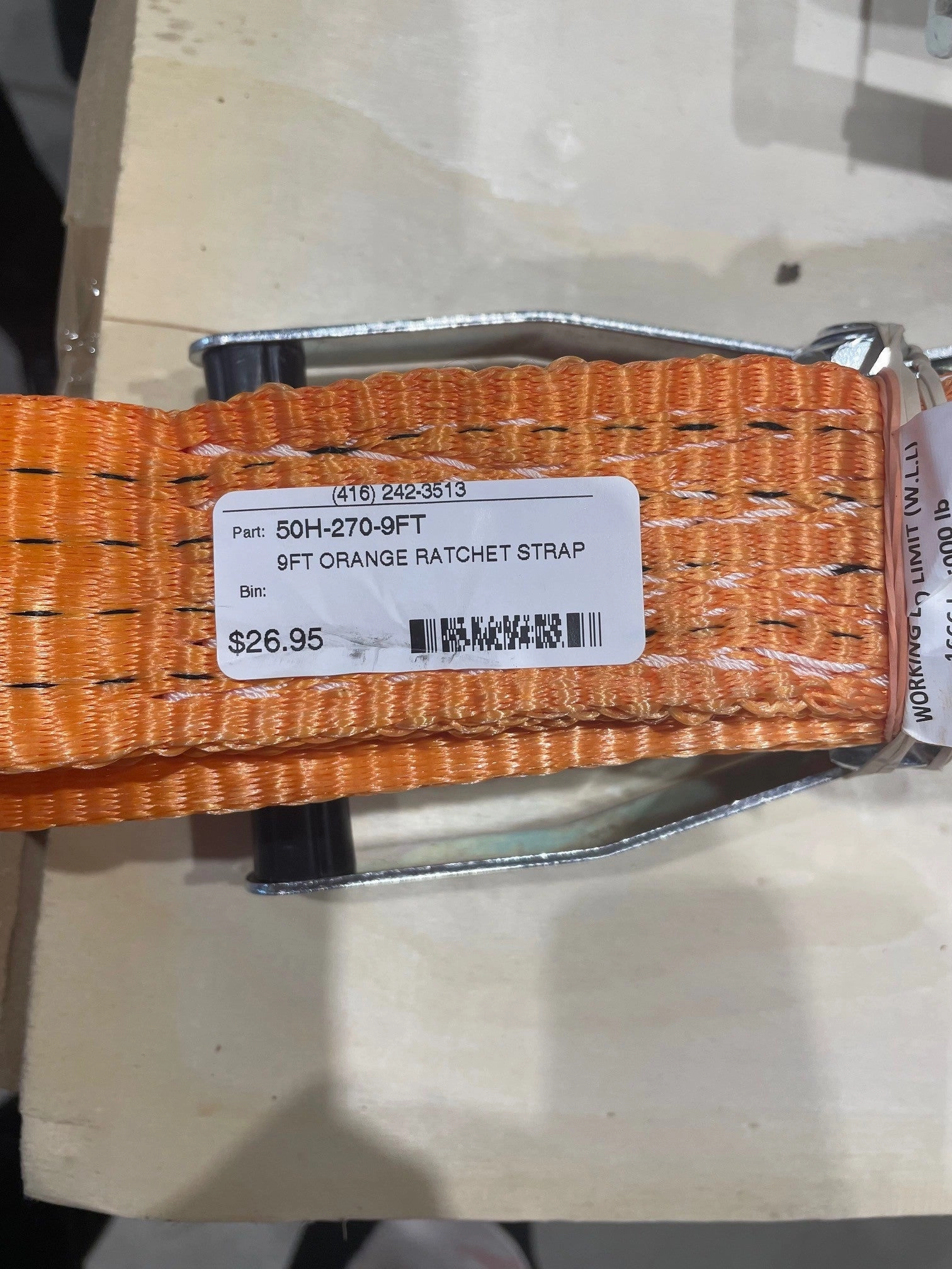 Orange Ratchet Strap 2w x 9