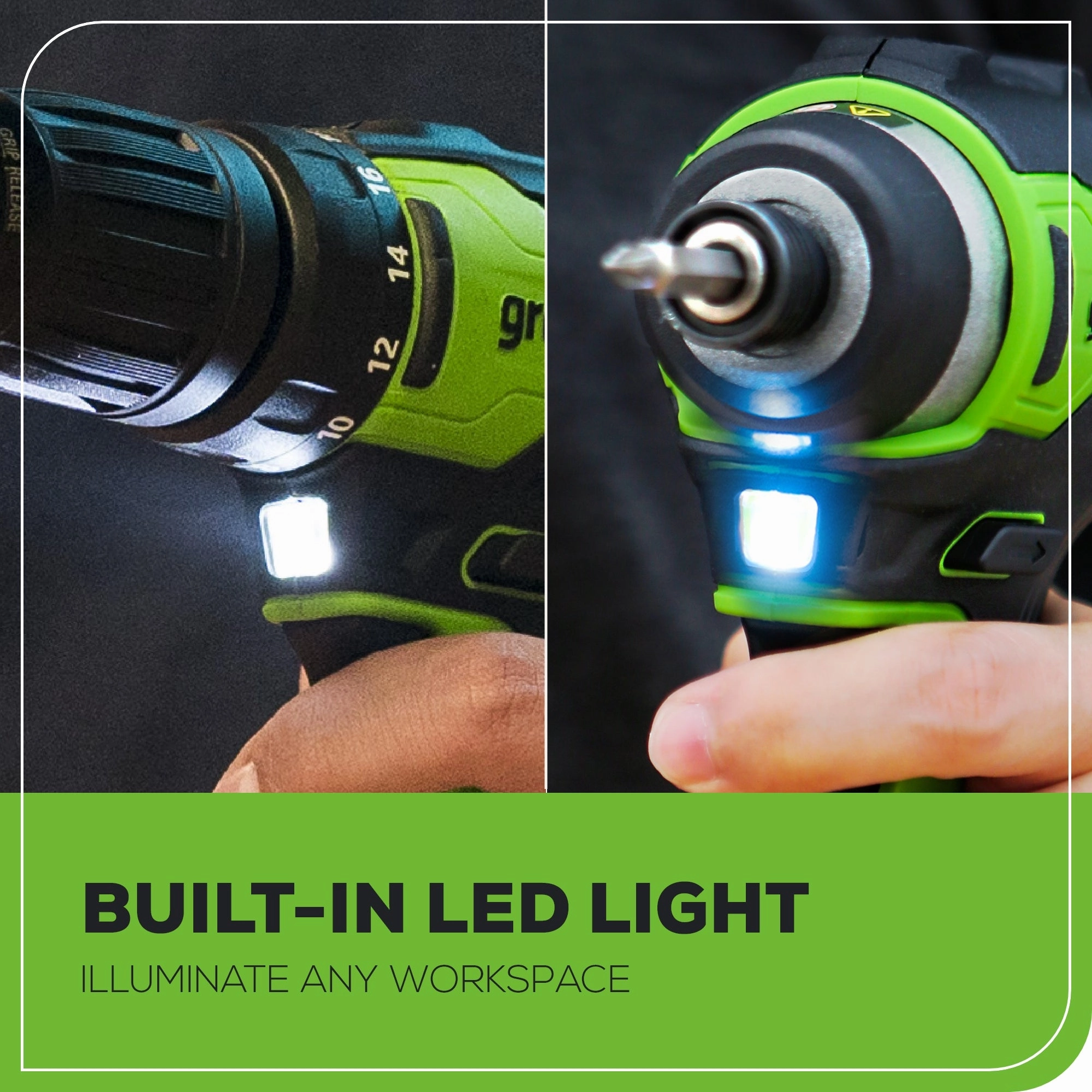 RENEWED 24V Brushless 1/2 Drill / Driver. 1/4 Hex Impact Driver. 8 pcs Bit Set & Bag Kit w/ (2) 2.0Ah Batteries & Charger