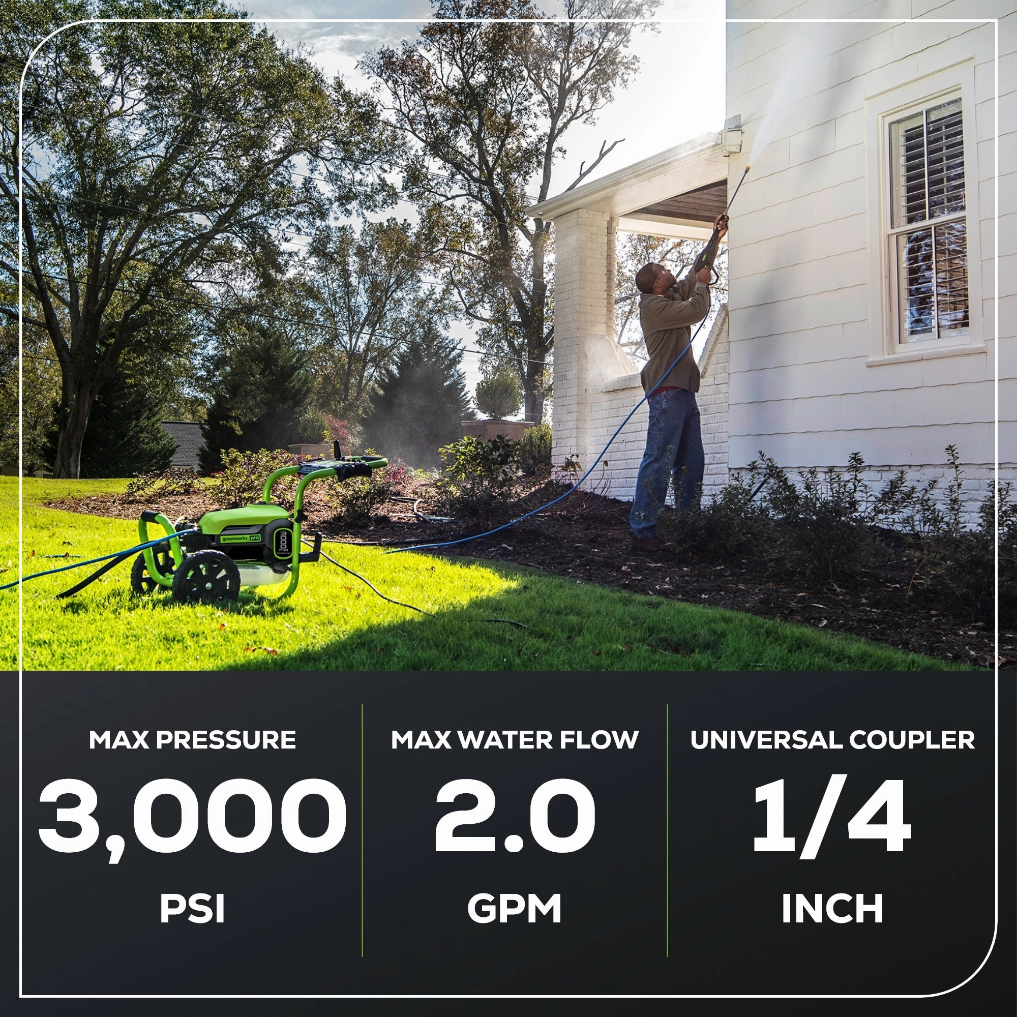 RENEWED 3000 PSI 2.0 GPM Cold Water Electric Pressure Washer