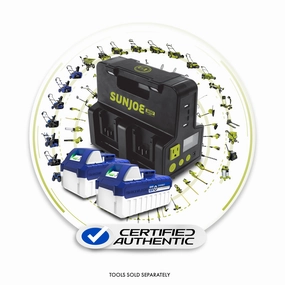 Snow Joe   Sun Joe CERTIFIED AUTHENTIC Ultimate 24-Volt* Charging Bundle | Power Station   2 x 4.0-Ah Batteries