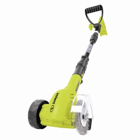 Sun Joe 24V-CTC-CT 24-Volt IONMAX Cordless Weed Sweeper W/ Nylon Brush. Steel Wire Brush. & Adjustable Pole | Sweeper Head W/ Wheel | Tool Only
