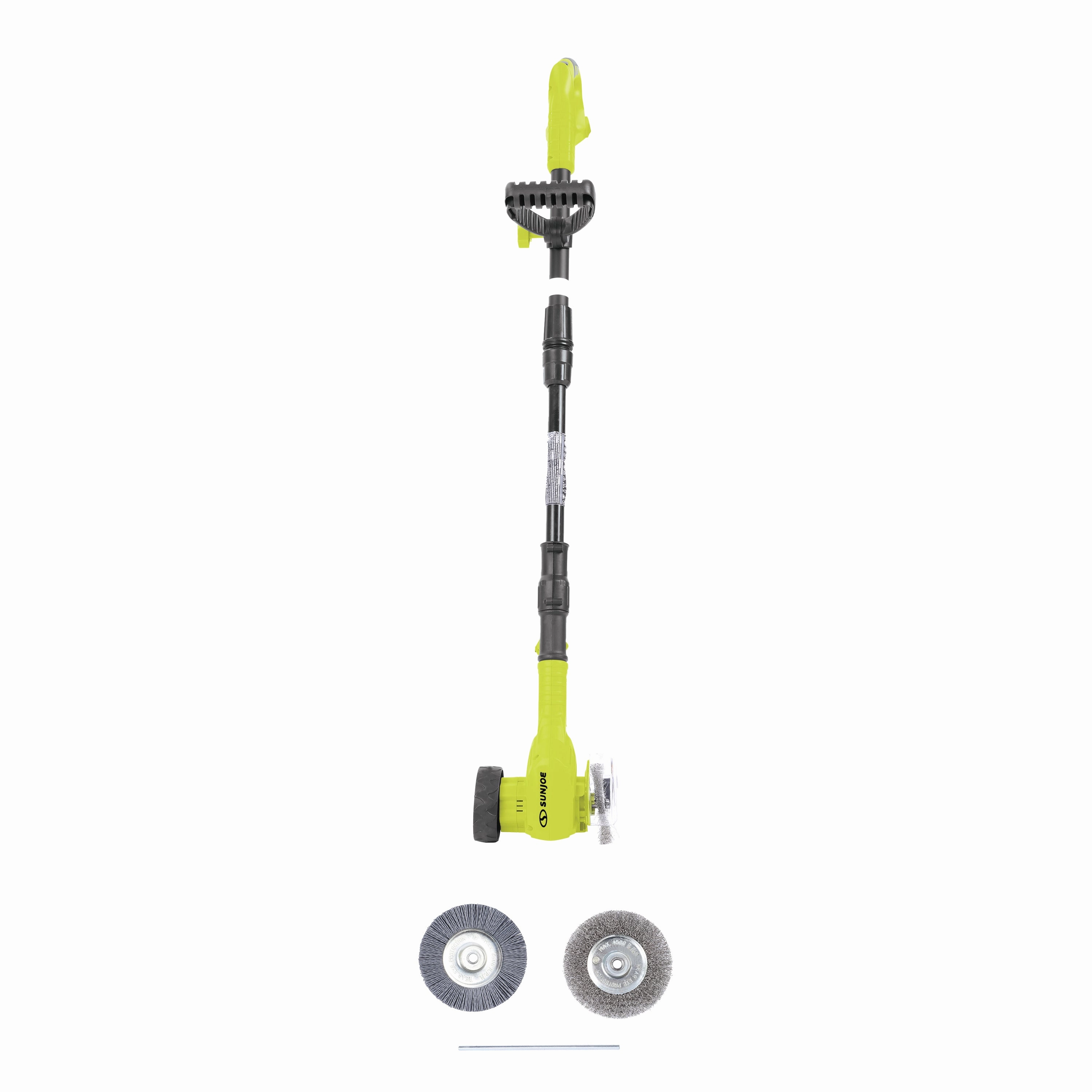 Sun Joe 24V-CTC-CT 24-Volt IONMAX Cordless Weed Sweeper W/ Nylon Brush. Steel Wire Brush. & Adjustable Pole | Sweeper Head W/ Wheel | Tool Only