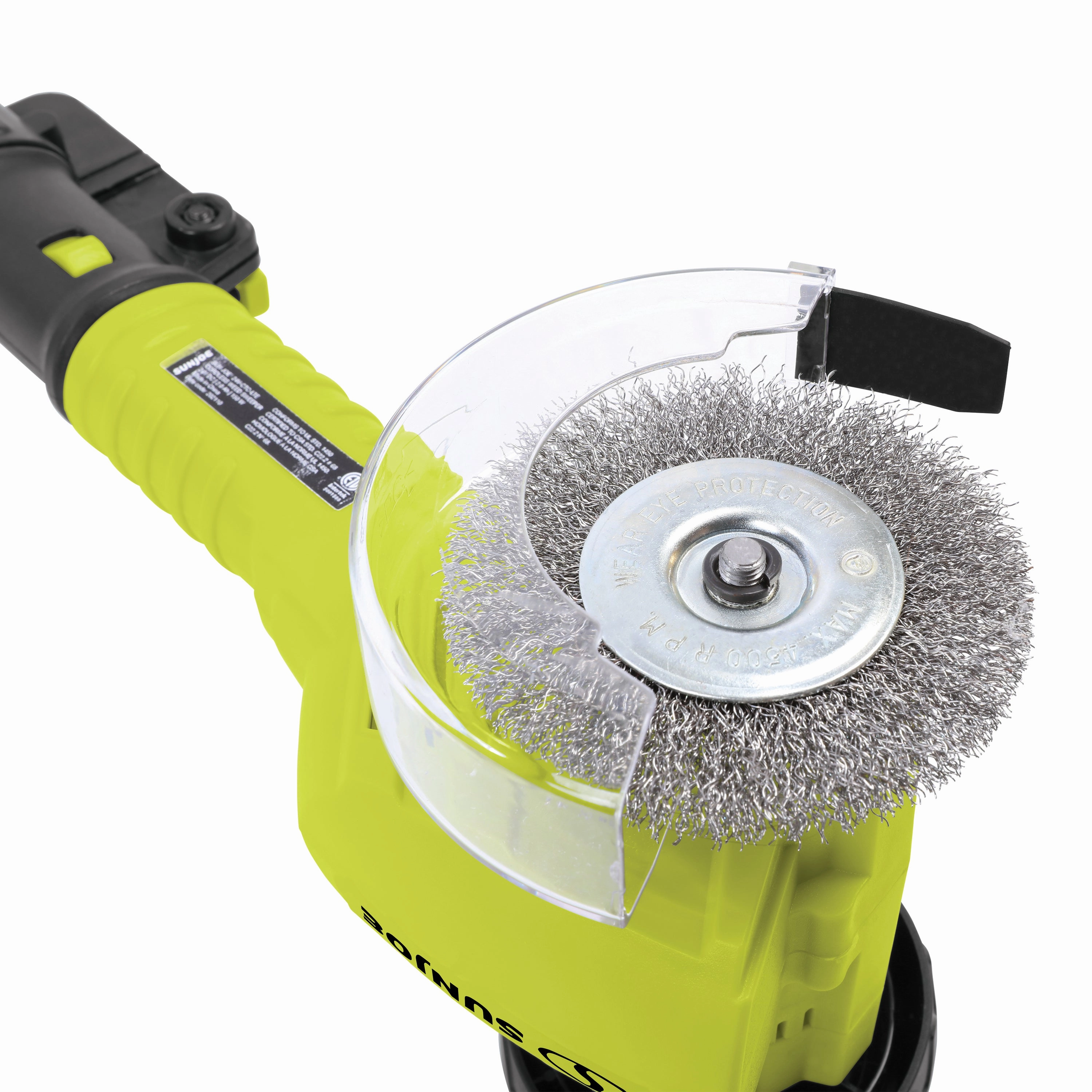 Sun Joe 24V-CTC-CT 24-Volt IONMAX Cordless Weed Sweeper W/ Nylon Brush. Steel Wire Brush. & Adjustable Pole | Sweeper Head W/ Wheel | Tool Only