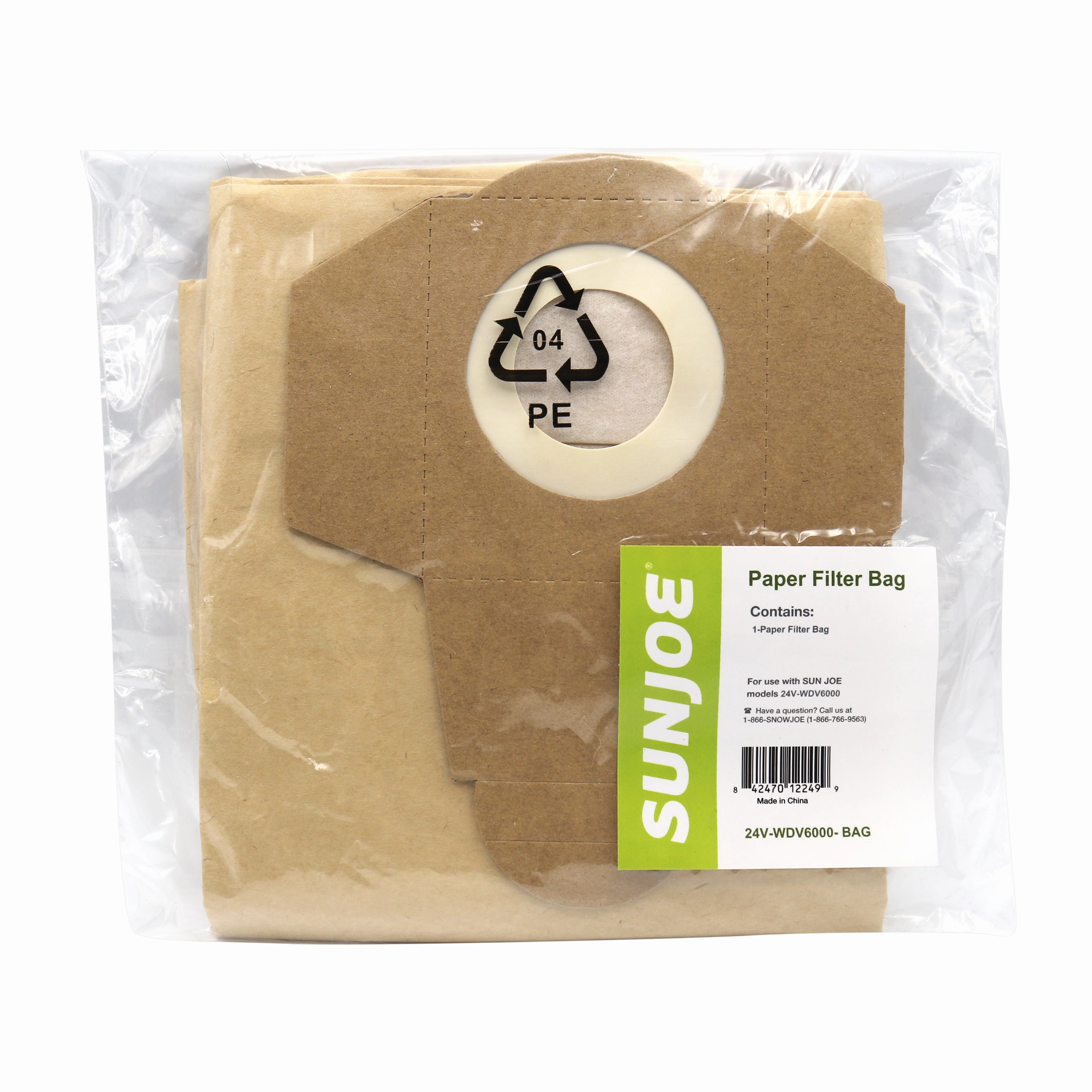 Sun Joe 24V-WDV6000-BAG Replacement Paper Filter Bag for 24V-WDV6000 Wet / Dry Vacuum