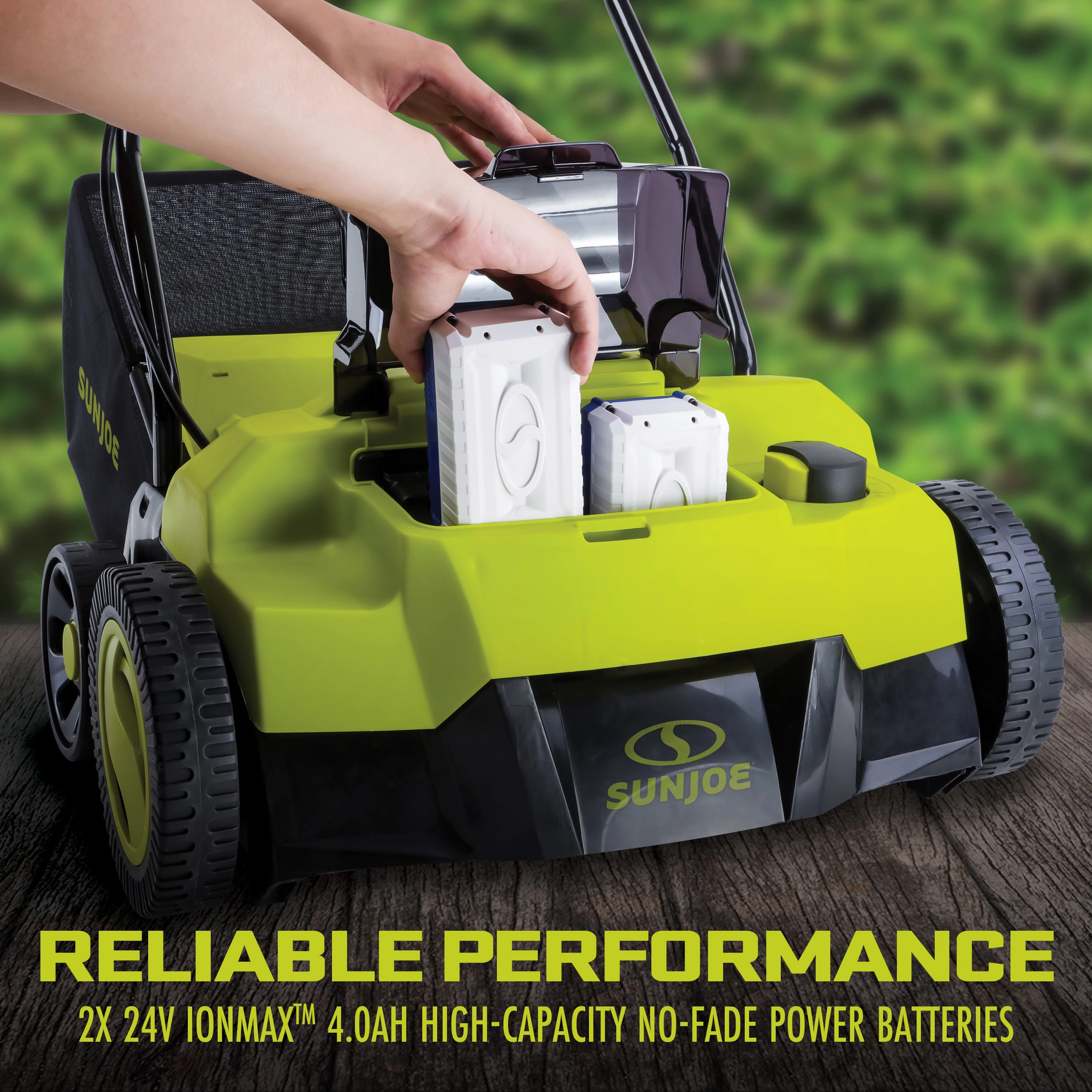 Sun Joe 24V-X2-DTS15 48-Volt* IONMAX Cordless Scarifier   Dethatcher | 5-Depth Positions | 15-inch | Brushless Motor | W/ 2 x 4.0-Ah Batteries   Charger