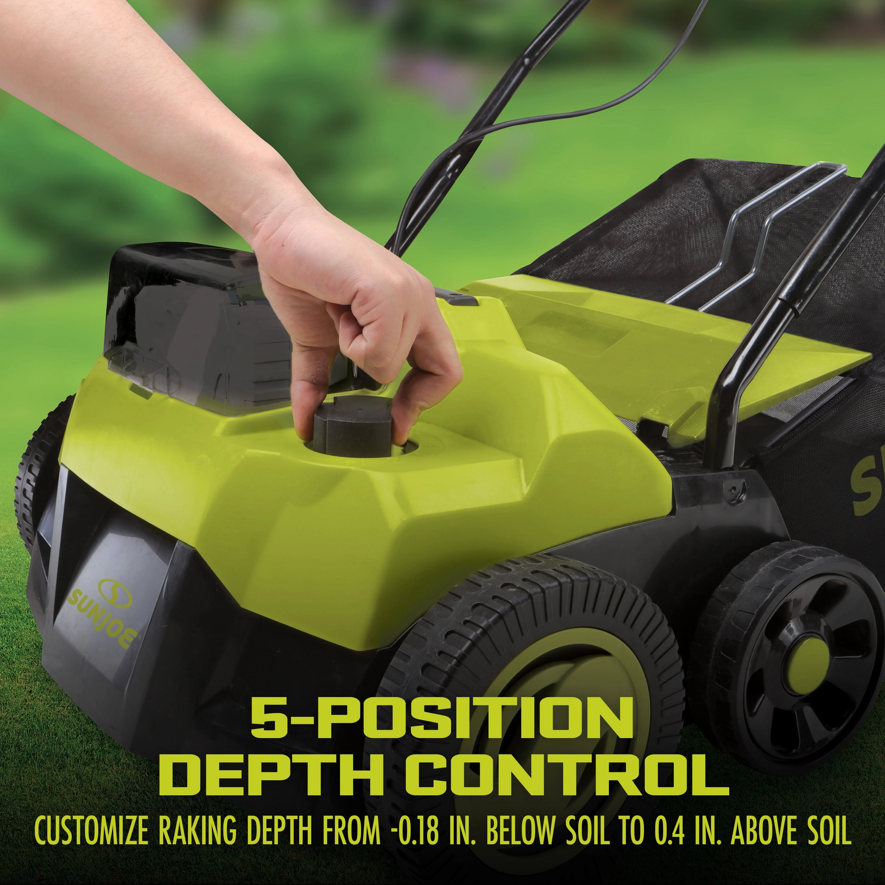 Sun Joe 24V-X2-DTS15 48-Volt* IONMAX Cordless Scarifier   Dethatcher | 5-Depth Positions | 15-inch | Brushless Motor | W/ 2 x 4.0-Ah Batteries   Charger