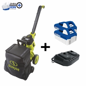 Sun Joe 24V-X2-OGV 48-Volt* IONMAX Cordless Outdoor Garden Vacuum   Mulcher Kit | 850 CFM | 15:1 Mulch Ratio | 2 x 4.0-Ah Batteries   Charger