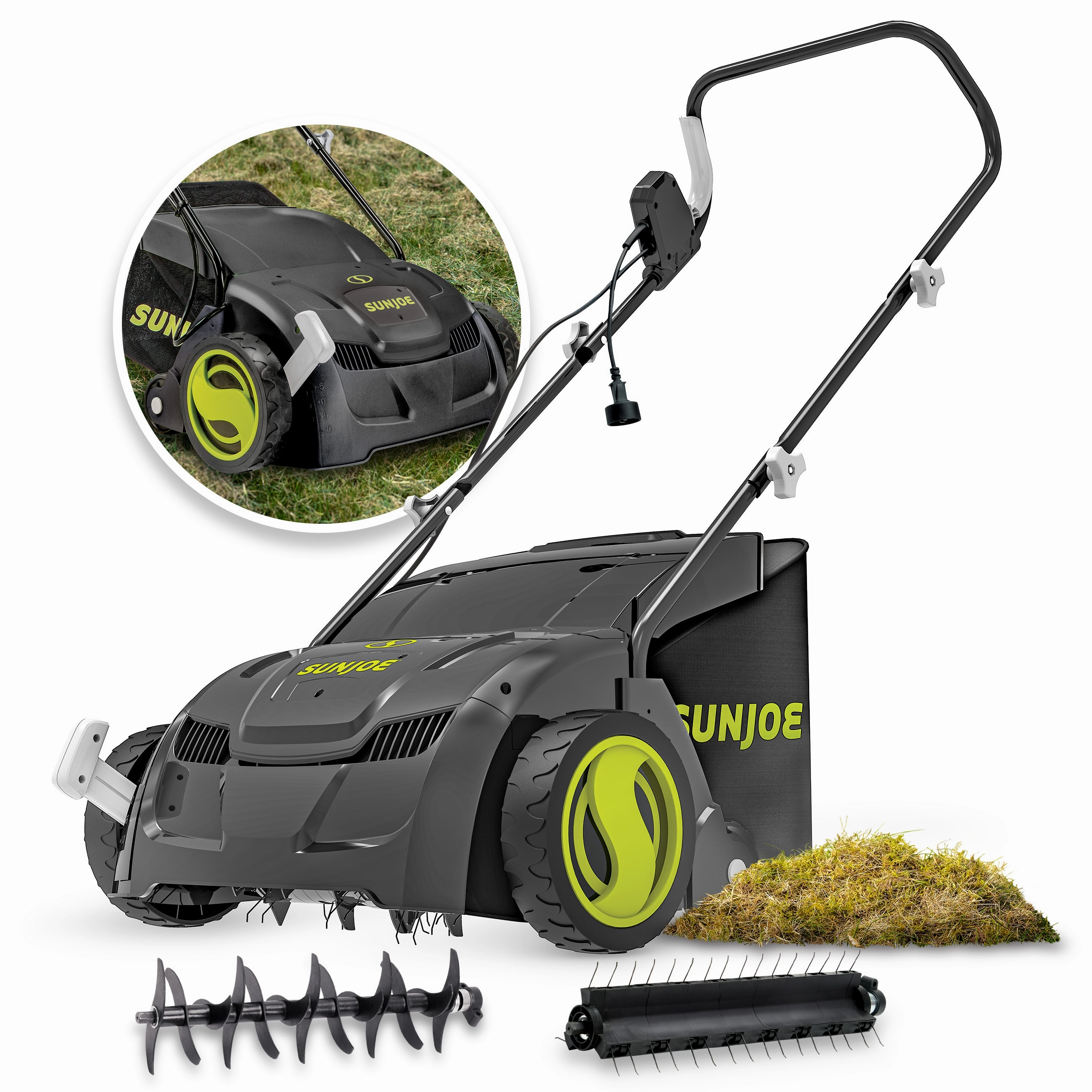 Sun Joe AJ801E Electric Lawn Dethatcher   Scarifier W/ Collection Bag | 12.6-inch | 12-Amp