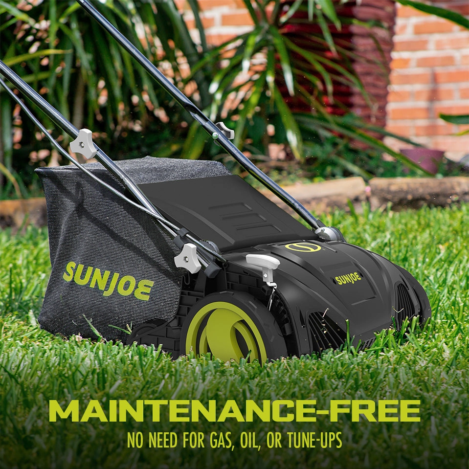 Sun Joe AJ805E Electric Lawn Dethatcher   Scarifier W/ Collection Bag | 15-inch | 13-Amp