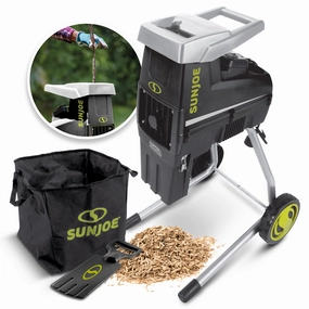 Sun Joe CJ603E Silent Electric Wood Chipper   Shredder W/ Collection Bag | 1.7-inch Cutting Diameter | 15-Amp