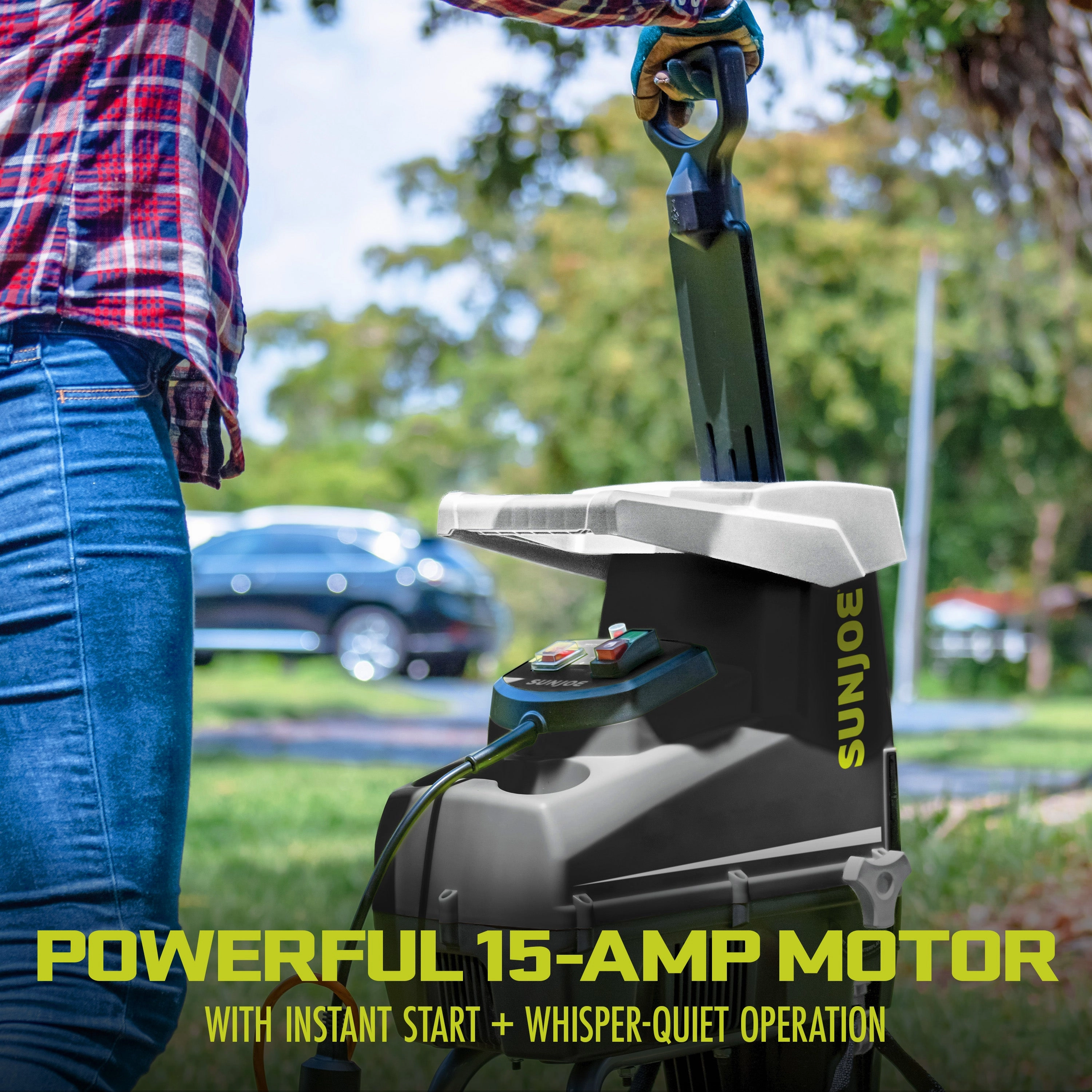 Sun Joe CJ603E Silent Electric Wood Chipper   Shredder W/ Collection Bag | 1.7-inch Cutting Diameter | 15-Amp