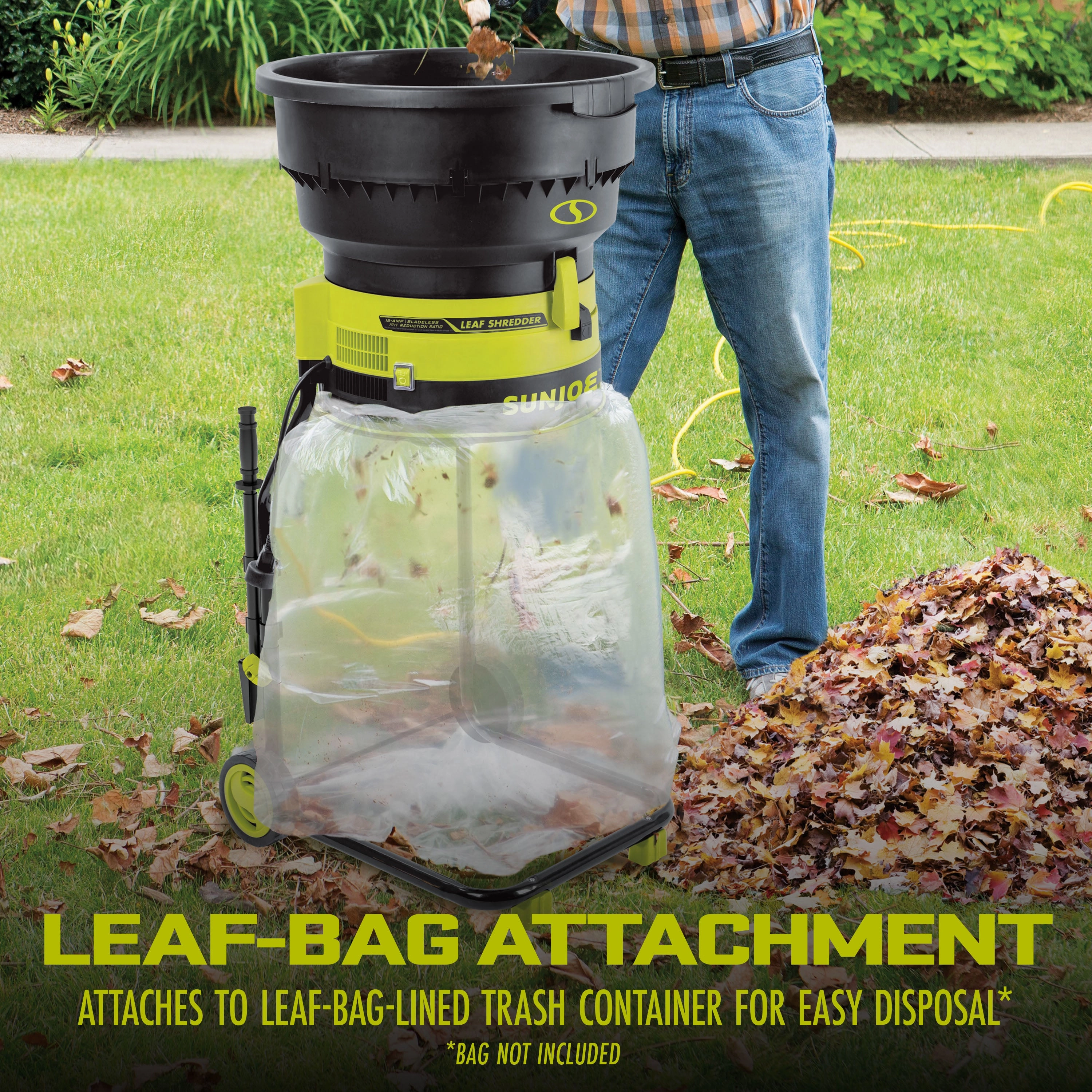 Sun Joe SDJ617E Bladeless Electric Leaf Mulcher   Shredder | 15 Amp | 8.000 RPM | Mulches Up To 55 Gallons of Leaves Per Minute