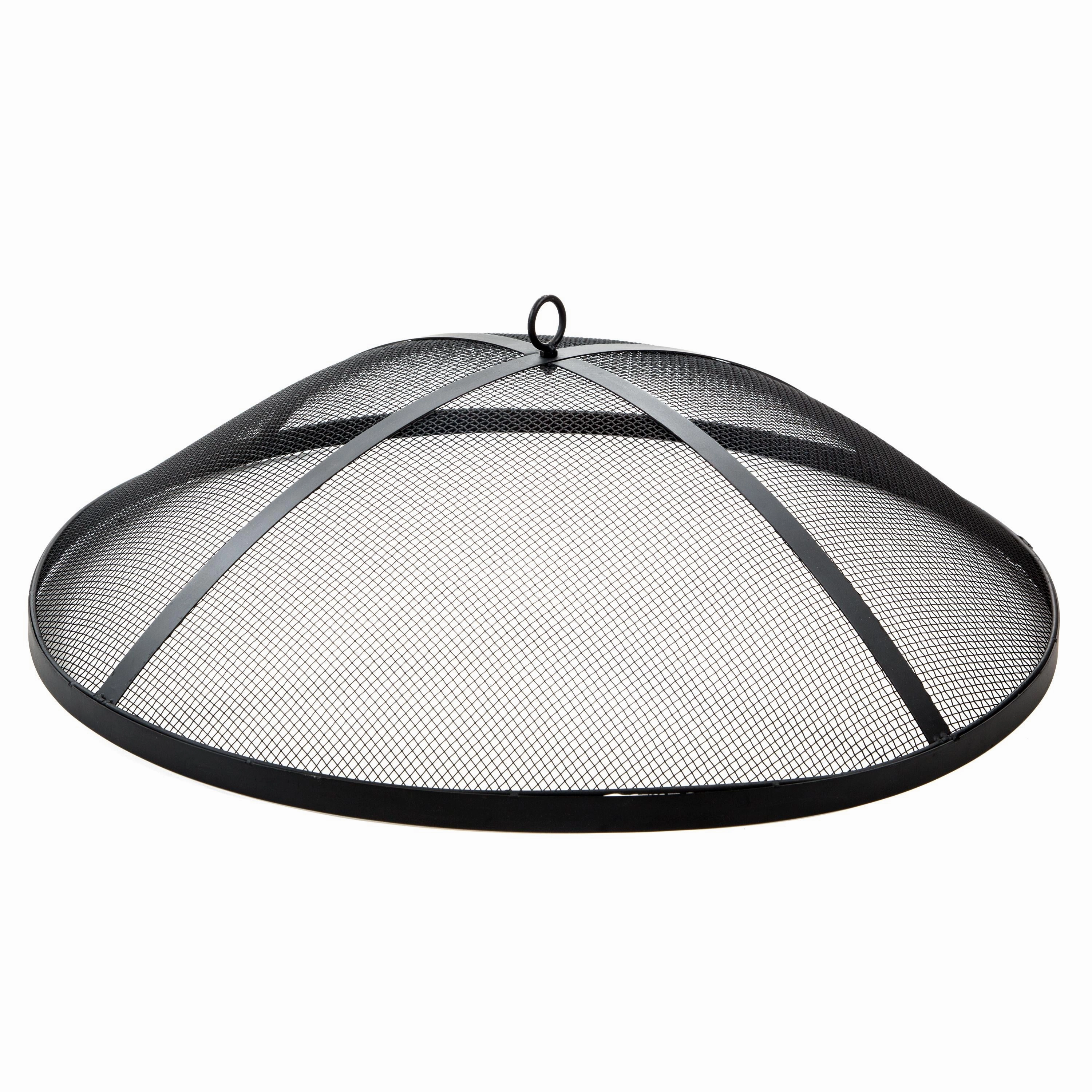 Sun Joe SJFP35-RW-STN 35-Inch Cast Stone Base. Wood Burning Fire Pit w/Dome Screen and Poker. Rustic Wood