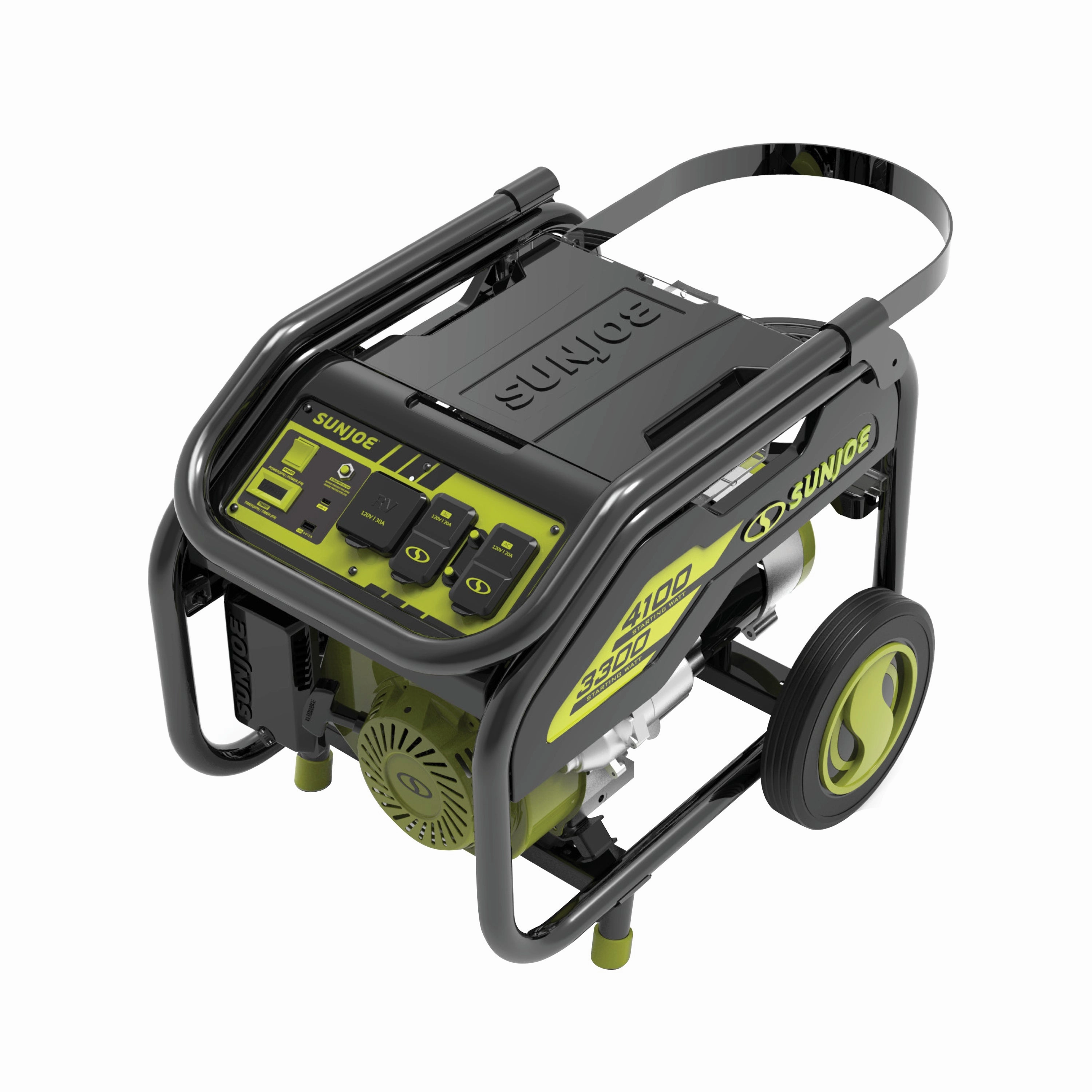 Sun Joe SJG4100LP Portable Propane Generator | Push-Button Electric   Recoil Start | Power Cooling System | 4100 Starting Watt | 3300 Running Watt | W/ 24V 2.0-Ah Battery and Charger
