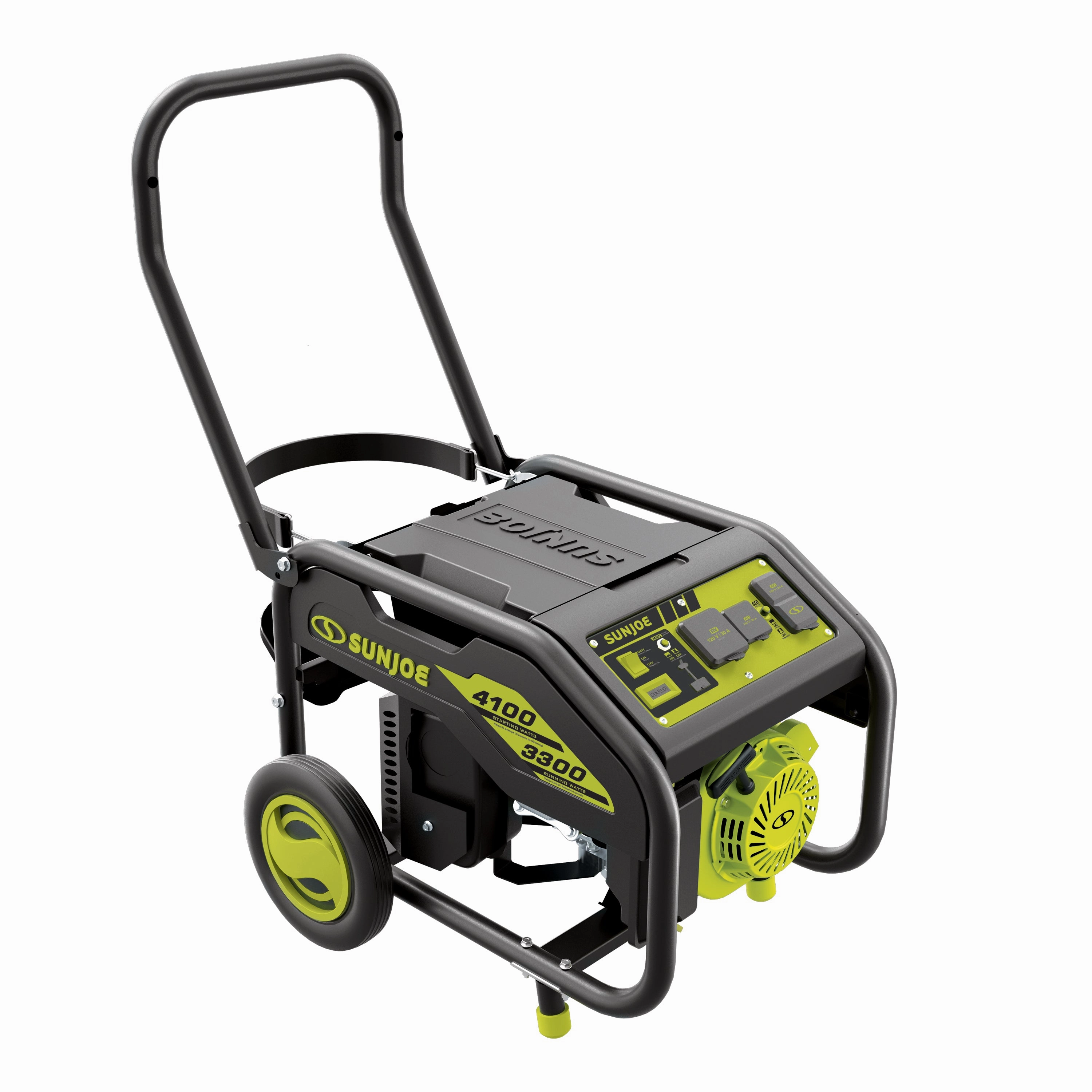 Sun Joe SJG4100LP Portable Propane Generator | Push-Button Electric   Recoil Start | Power Cooling System | 4100 Starting Watt | 3300 Running Watt | W/ 24V 2.0-Ah Battery and Charger